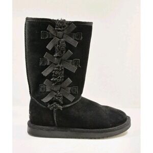 Koolaburra By UGG Girls Victoria Tall Black Suede Winter Boots Size 3 - 1020171